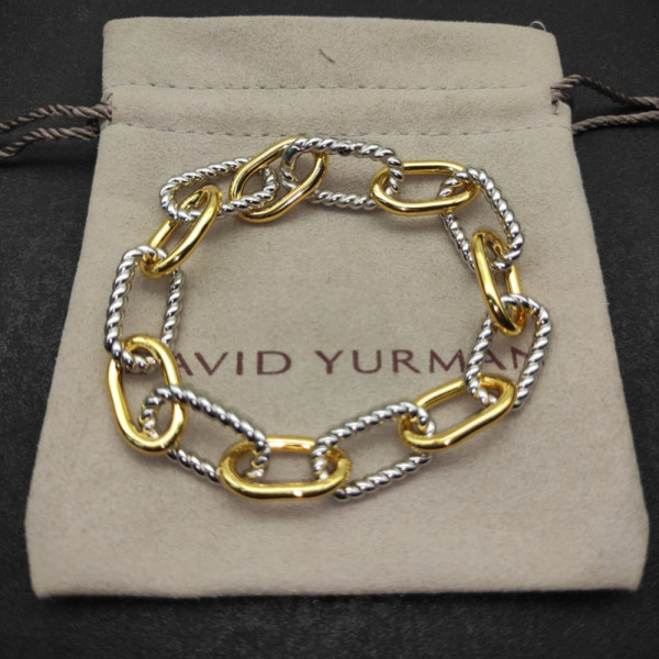 David Yurman Madison Chain Multi-Ring Gold and Silver Bracelet, Length 21cm