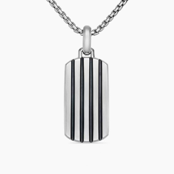 David Yurman Sterling Silver Streamlined Rectangular Tag Necklace