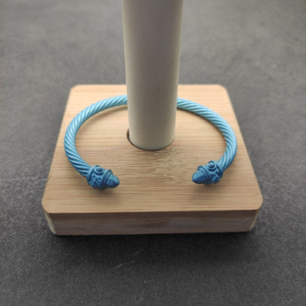 David Yurman 5mm Light Blue Colorful Enamel Cuff Bracelet, Fits Wrist Size 16cm - 20cm