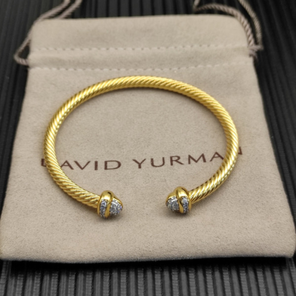 David Yurman 4mm Gold Half Pav&Atilde;&copy; Diamond Bracelet