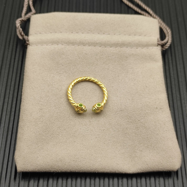 David Yurman 2.3mm Gold Renaissance Green Diamond Pav&Atilde;&copy; Ring