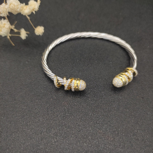 David Yurman 4mm Twisted Cable Pav&Atilde;&copy; Diamond Cuff Bracelet