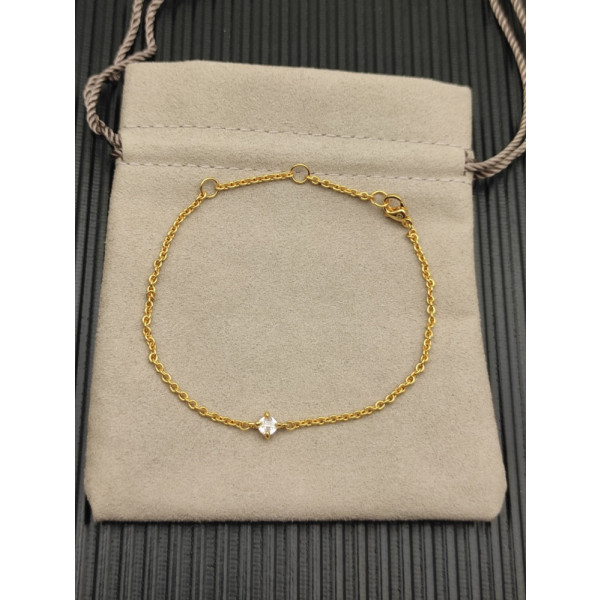 David Yurman 4mm Gold Single Stone White Diamond Bracelet