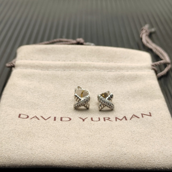 David Yurman Silver X Pav&Atilde;&copy; Diamond Stud Earrings