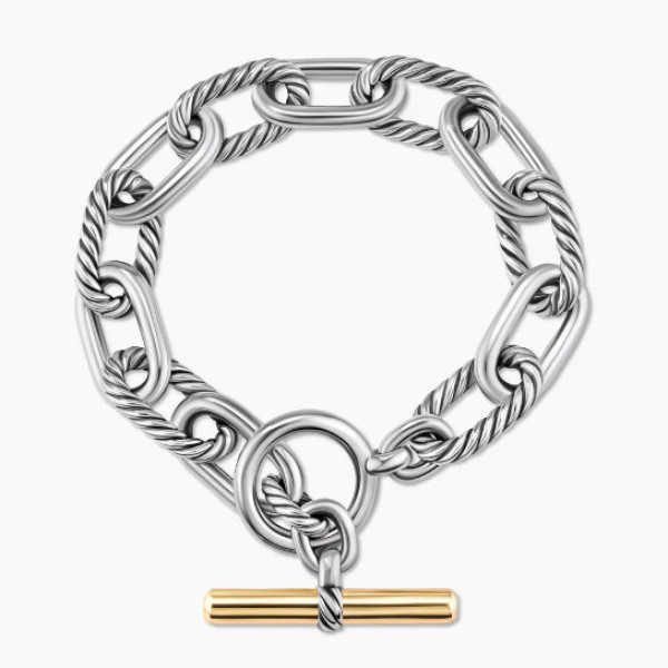 David Yurman Cable Twist Gold and Silver Rotating Clasp Bracelet, Length 21cm