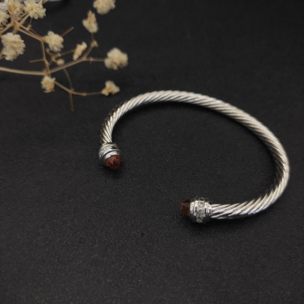 David Yurman 5mm Gemstone Champagne Diamond Station Cuff Bracelet
