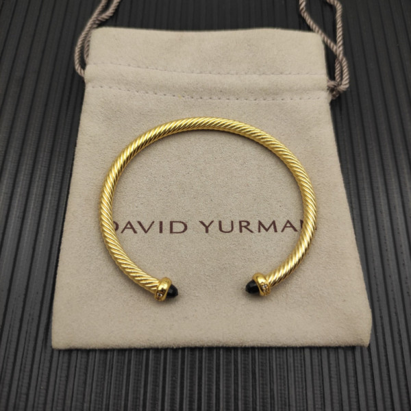 David Yurman 4mm Gold Black Diamond Bangle Bracelet