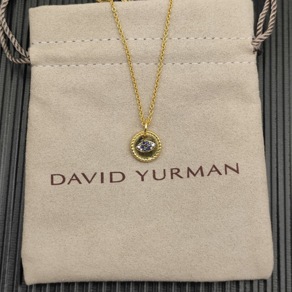 David Yurman Gold 11mm Evil Eye Pendant Necklace