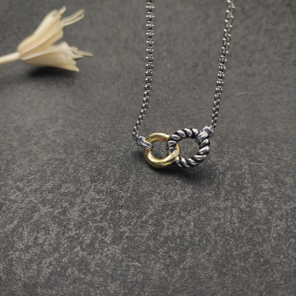 David Yurman Gold and Silver Horsebit Chain Necklace