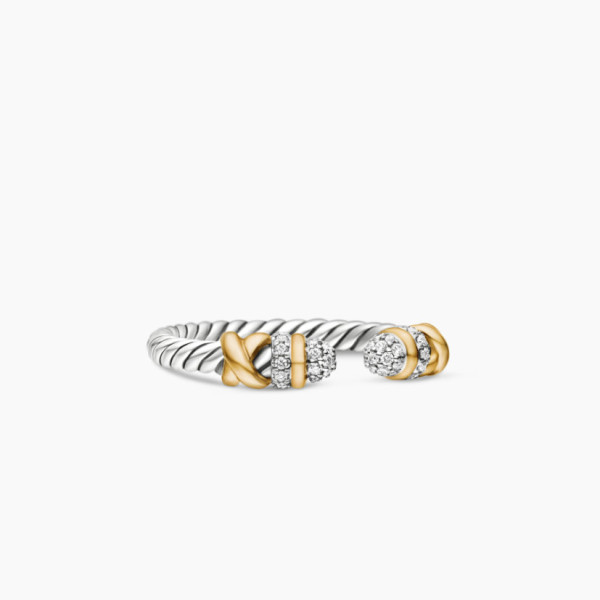 David Yurman Gold and Silver Pav&Atilde;&copy; Cable Wrap Ring