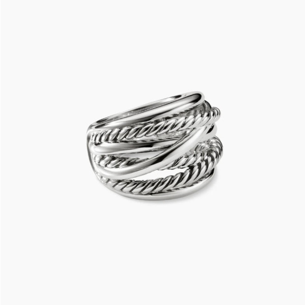 David Yurman Silver Double Cylinder Cross Ring