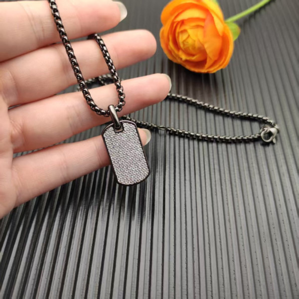 David Yurman Black and Gold Pav&Atilde;&copy; White Diamond Logo Necklace