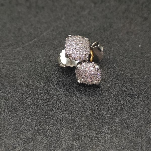 David Yurman 9mm Silver Four-Prong Pav&Atilde;&copy; Diamond Stud Earrings