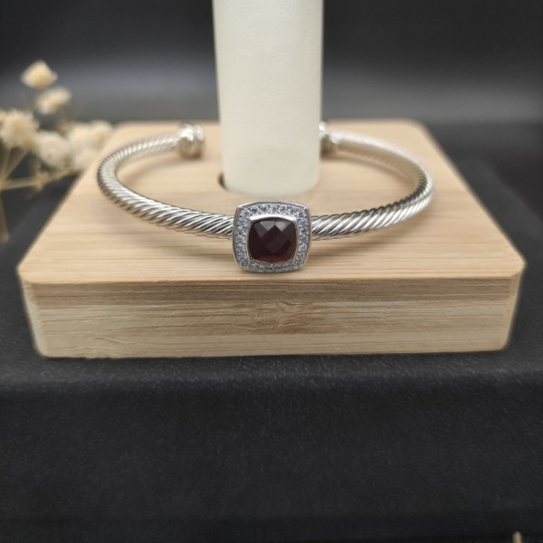 David Yurman 4mm Square Pav&Atilde;&copy; Cable Bracelet with Red Diamonds