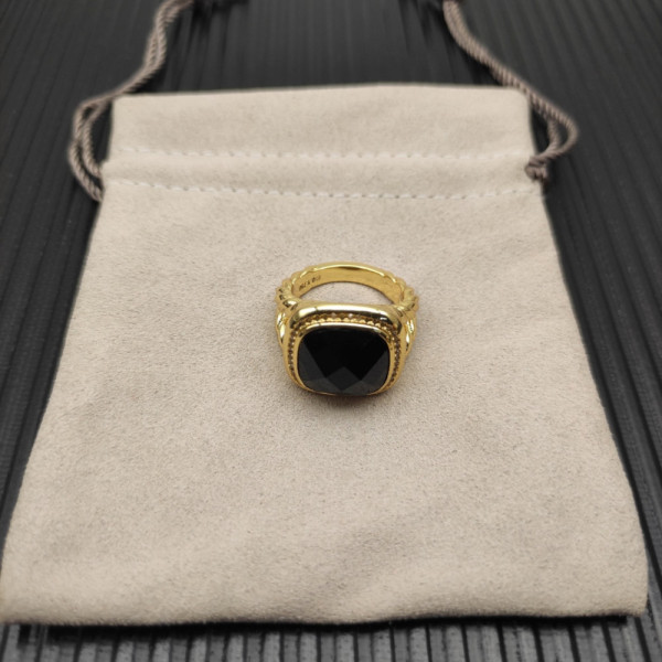 David Yurman Gold 14mm Square Black Pav&Atilde;&copy; Diamond Ring