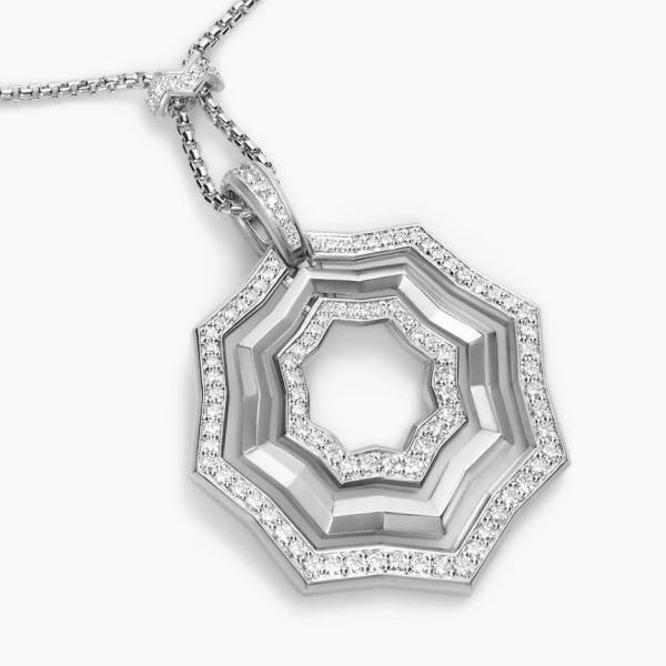 David Yurman Silver 38mm Serrated Stack Necklace