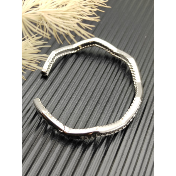 David Yurman Silver 5mm Single Row Diamond Cuff Bracelet