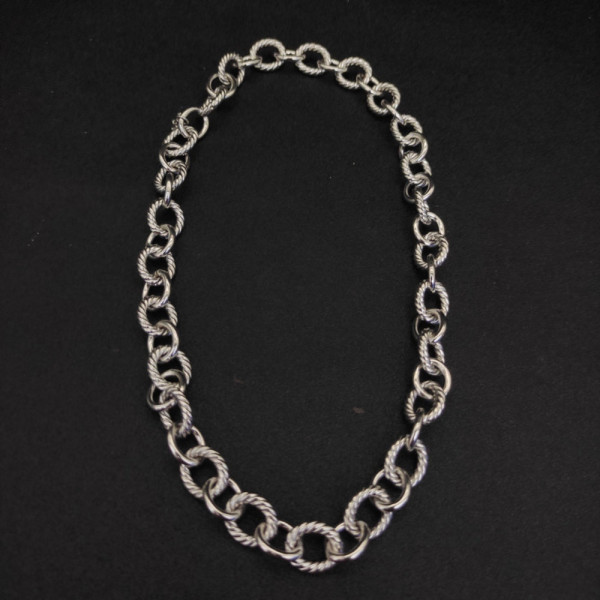 David Yurman 12mm Cable Necklace Sterling Silver 44cm with Adjustable Extension Chain