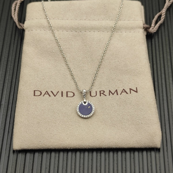David Yurman Sterling Silver 17.8mm Round Pav&Atilde;&copy; Lapis Lazuli Necklace