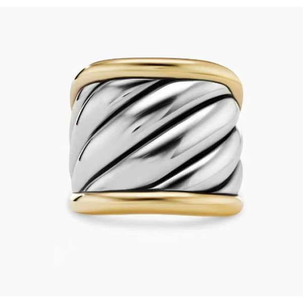 David Yurman Silver Gold and Silver Saddle Ring