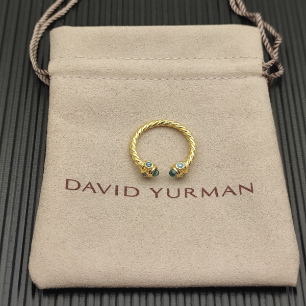 David Yurman 2.3mm Gold Renaissance Blue Diamond Pav&Atilde;&copy; Ring