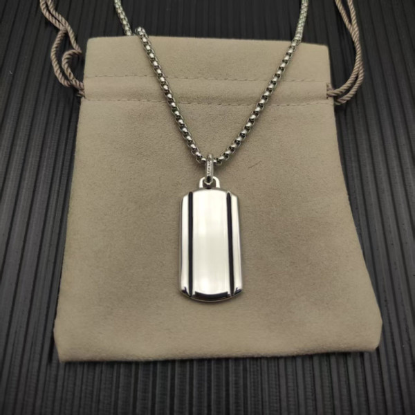 David Yurman Sterling Silver Streamlined Rectangular Tag Necklace