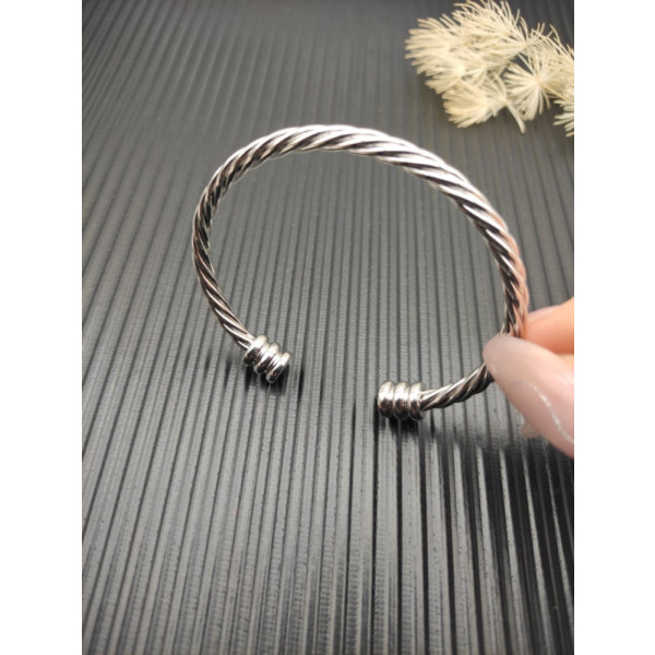 David Yurman Silver 4mm Three-Row Double End Cuff Bracelet