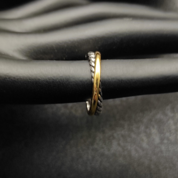David Yurman Gold and Silver Cable Twist Crossover Ring