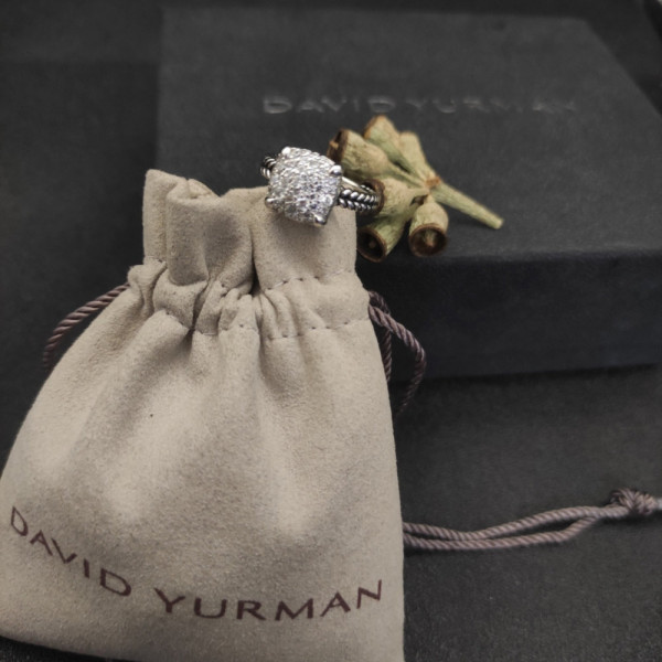 David Yurman Four-Prong Pav&Atilde;&copy; Diamond Ring Silver