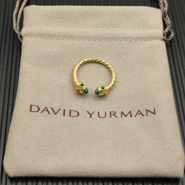 David Yurman 2.3mm Gold Renaissance Peacock Green Pav&Atilde;&copy; Diamond Ring
