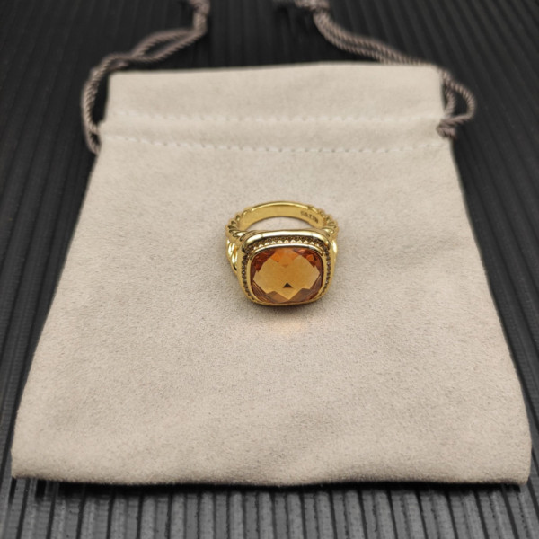 David Yurman Gold 14mm Square Champagne Pav&Atilde;&copy; Diamond Ring