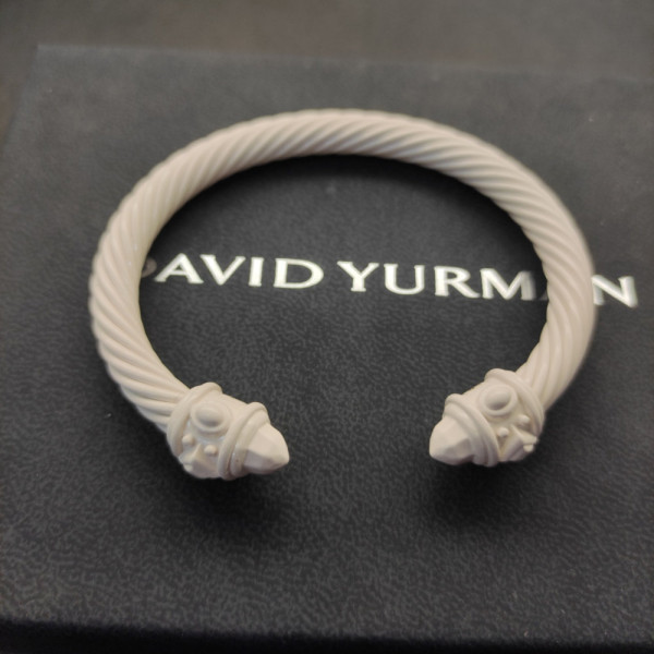 David Yurman 7mm White Colorful Enamel Cuff Bracelet, Fits Wrist Size 16cm - 20cm