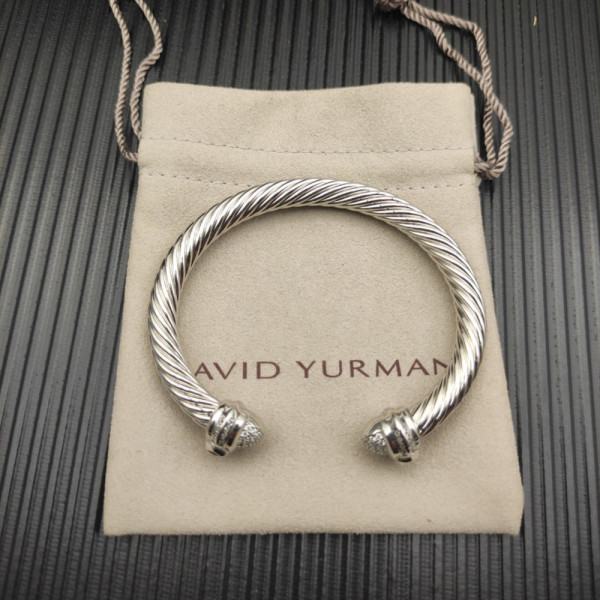David Yurman 7mm Sterling Silver Oval Pav&Atilde;&copy; Cable Cuff Bracelet
