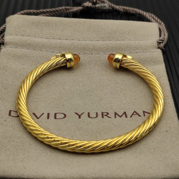 David Yurman 5mm Gold-Tone Cable Cuff Bracelet Champagne Diamonds