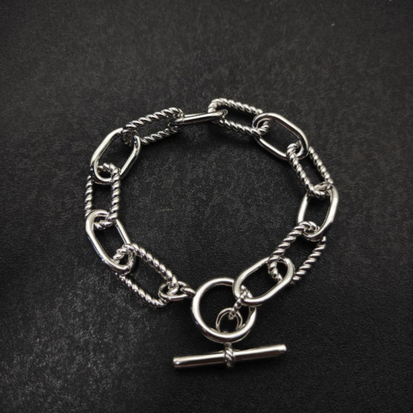 David Yurman Cable Twist Silver Rotating Clasp Bracelet, Length 21cm