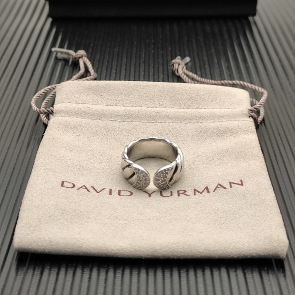 David Yurman Silver-Tone 10mm Diamond Spiral Ring