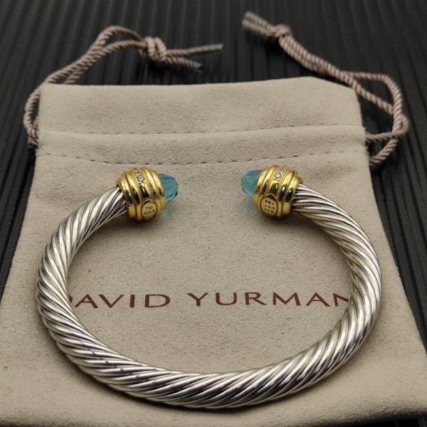 David Yurman 7mm Gold Blue Diamond Head Gemstone Bracelet, Fits Wrist Sizes 16&acirc;20cm