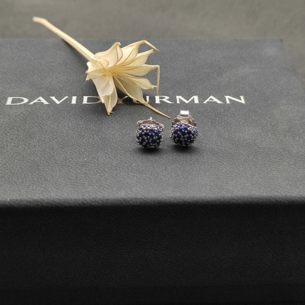 David Yurman 8mm Blue Diamond Stud Earrings
