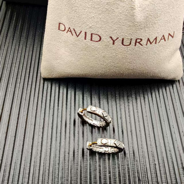 David Yurman Sterling Silver White Diamond Renaissance Cable Earrings