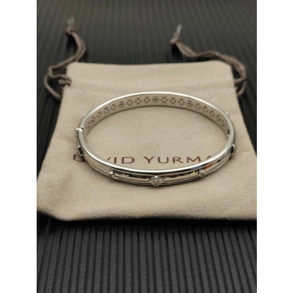 David Yurman 8mm Silver Pav&Atilde;&copy; White Diamond Renaissance Band Bracelet