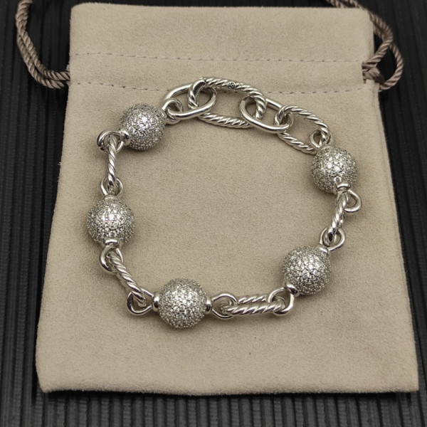 David Yurman Sterling Silver Madison Pav&Atilde;&copy; Bead Bracelet