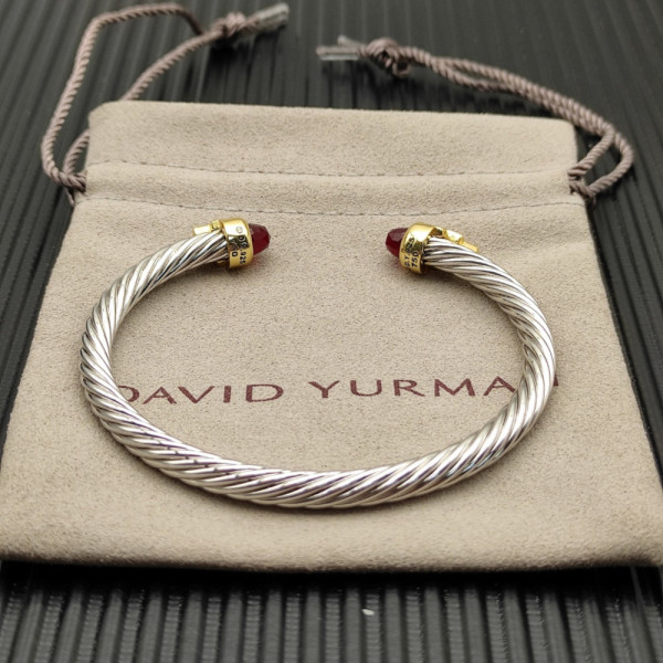 David Yurman 5mm Gold End Sterling Silver 5-Row Pav&Atilde;&copy; Red Diamond Bracelet