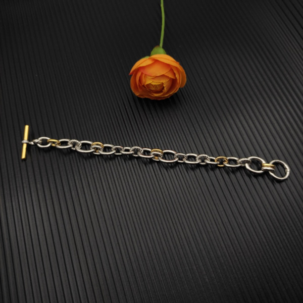 David Yurman 8mm Gold and Silver Mercer Multi-Ring Bracelet