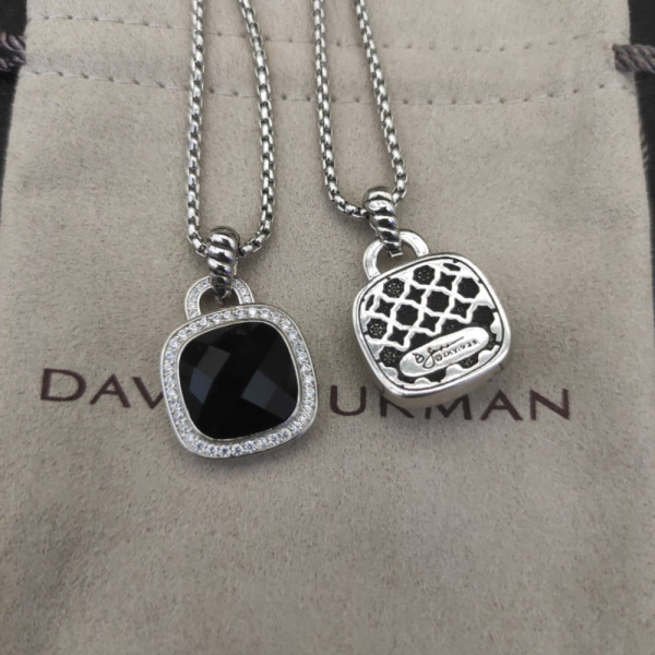 David Yurman 14mm Cushion-Cut Center Stone Necklace with Champagne Pav&Atilde;&copy;