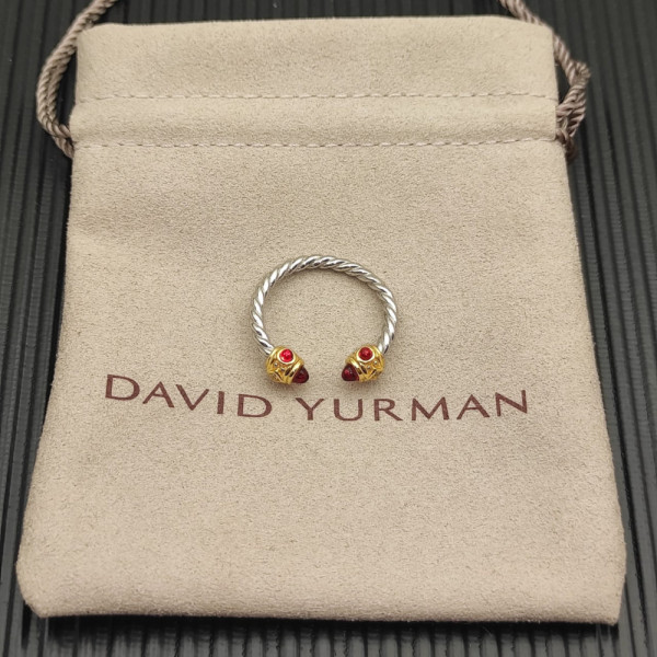 David Yurman 2.3mm Gold and Silver Renaissance Carnelian Pav&Atilde;&copy; Diamond Ring