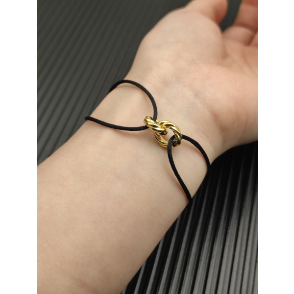 David Yurman Black Double Ring Gold Nylon Cord Bracelet