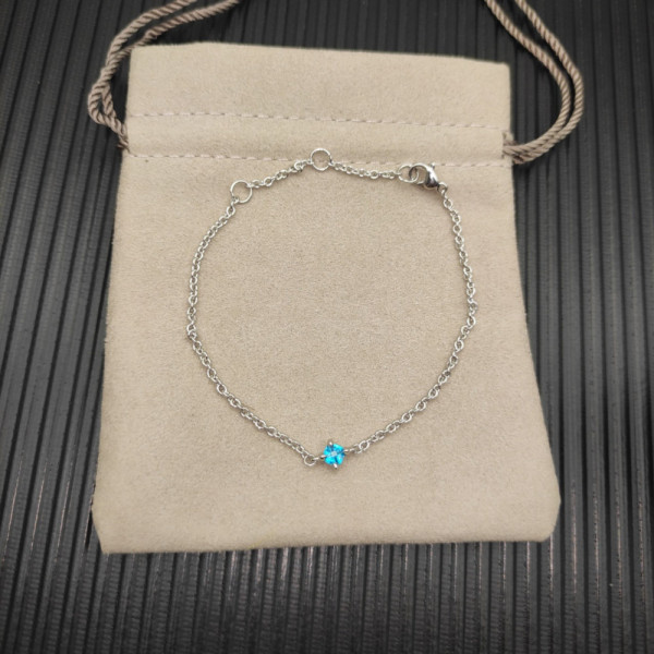 David Yurman 4mm Sterling Silver Single Stone Deep Blue Diamond Bracelet