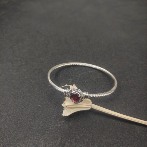 David Yurman 3mm Cable Square Red Diamond Bracelet
