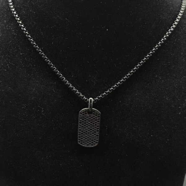David Yurman Black and Gold Pav&Atilde;&copy; Black Diamond Logo Necklace
