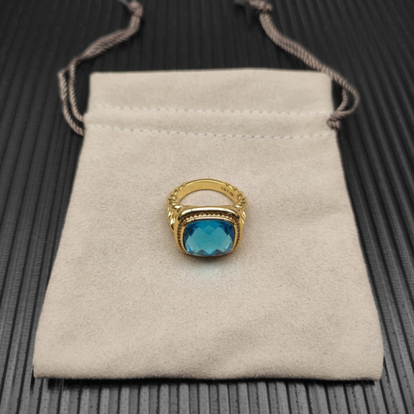 David Yurman Gold 14mm Square Blue Pav&Atilde;&copy; Diamond Ring